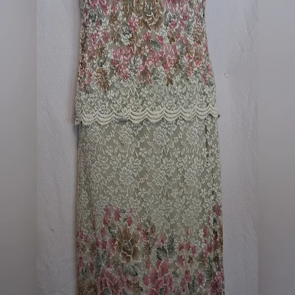 Vintage Easter Full Lace Detailed Elegant Floral Wedding Scalloped  Dress Small - Picture 4 of 12